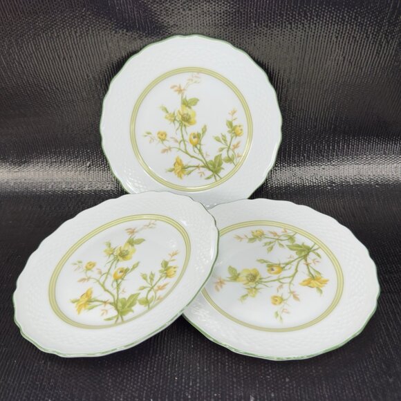 AK Kaiser Germany Porcelain Dish Plate 6inch Plates Dishes Yellow Flowers Set 3 - Picture 1 of 11